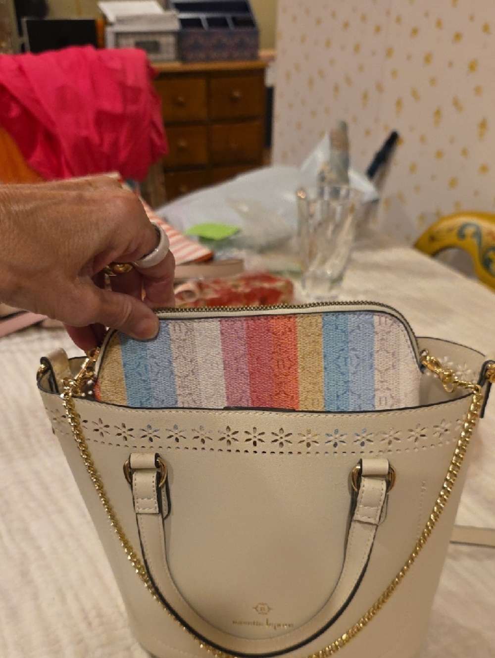 Nannette lepore blair satchel crossbody bad With striped interior second bag
